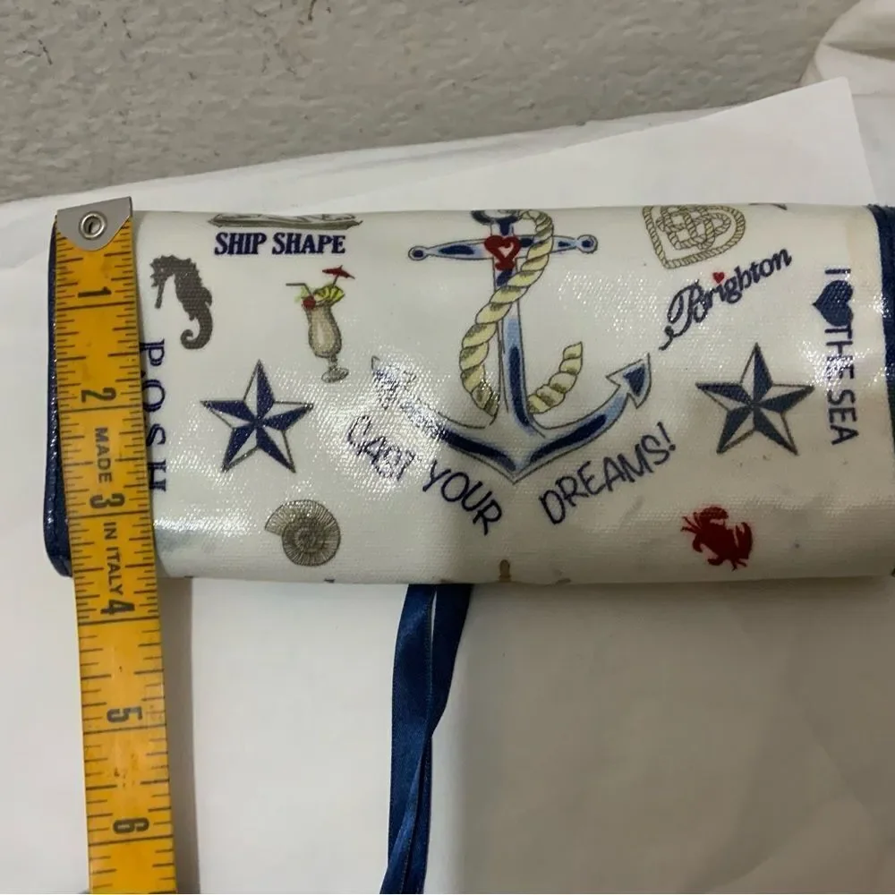 Brighton Jewelry Roll Anchors Aweigh Seaside Chic Velvet White Blue Trav…